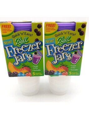 Ball Freezer Jars 8 Oz Plastic 2 Packs Of 5 Stackable Purple Twist On Lid 2005